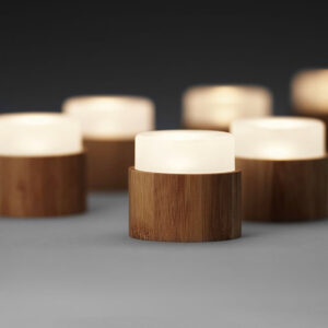 PORTACANDELE BAMBU 8pz LED Mini