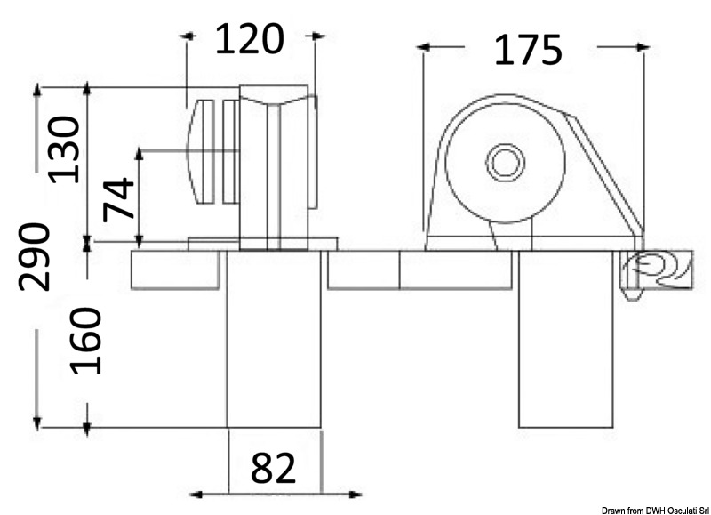 Verricello Italwinch Obi  700 W - 12 V senza campana - barbotin 6 mm
