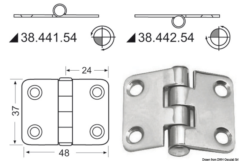 Cerniera nodo sporgente 48x37 mm