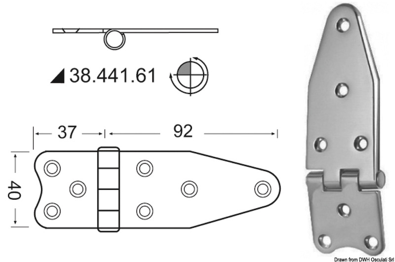 Cerniera nodo rovesc. 129x40 mm