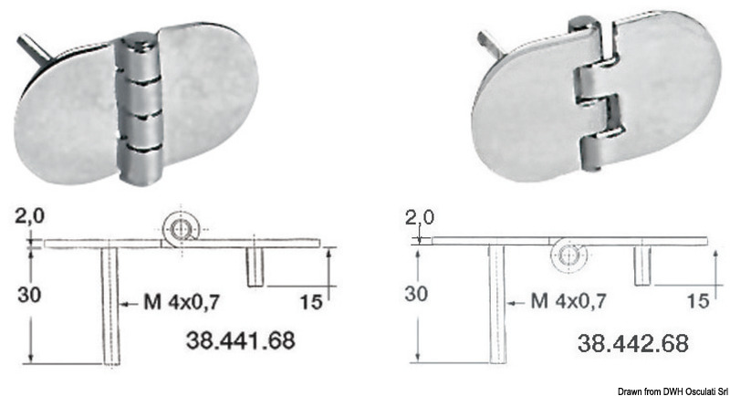 Cerniera inox 68,5x38,5 mm