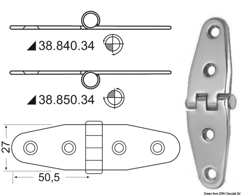 Cerniera inox 101x27 mm