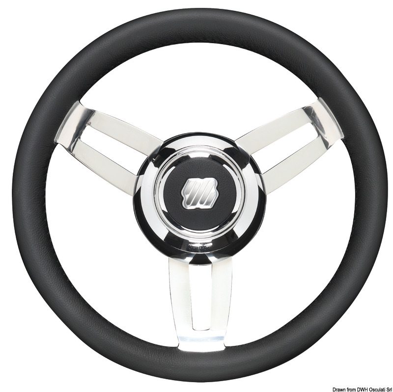 Volante Morosini nero 350mm razze inox 304