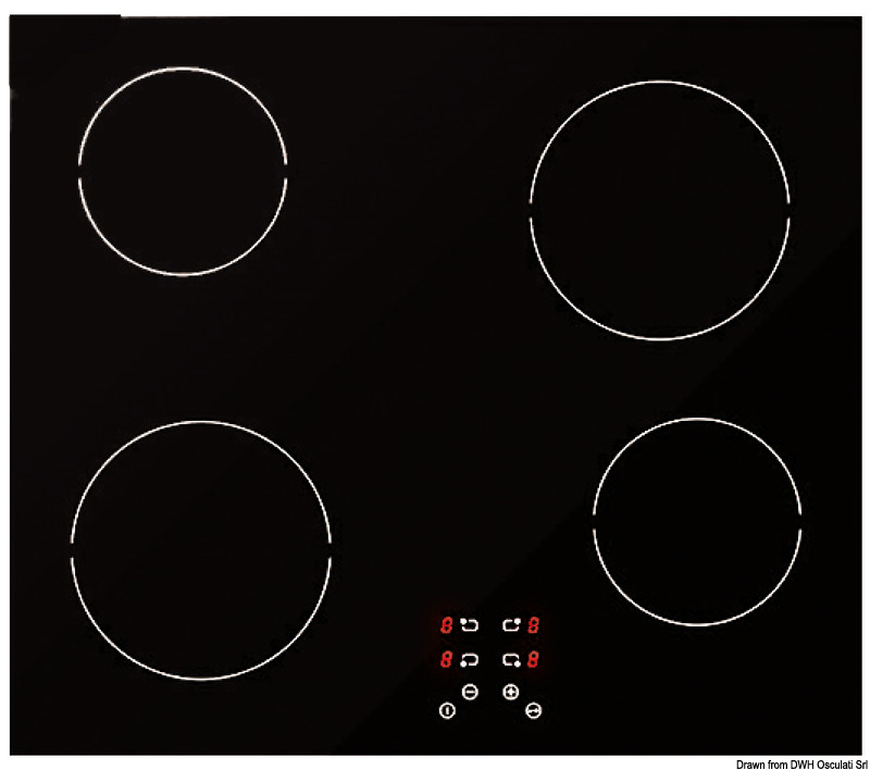 Piano cottura vetroceramica 4 fuochi