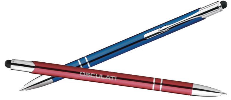 Penna a sfera Osculati blu o rossa, punta touch